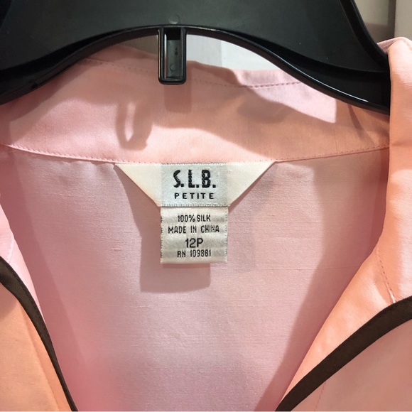 VINTAGE S.L.B Petite 100% Silk Blouse Shirt Top - Picture 3 of 7